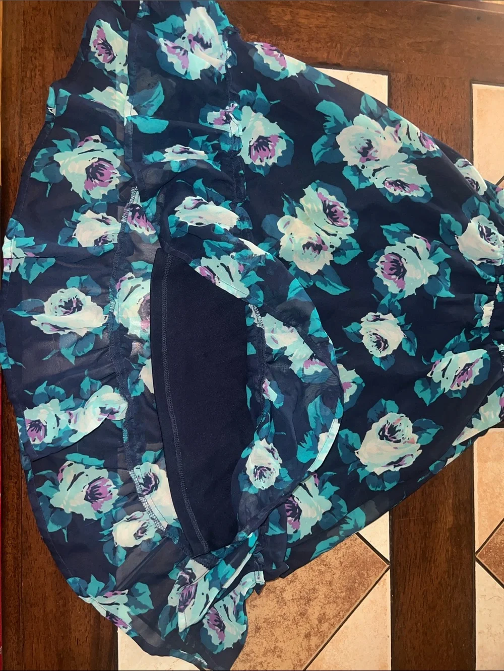 The Children's Place Navy Floral Sundress with Teal and White Roses